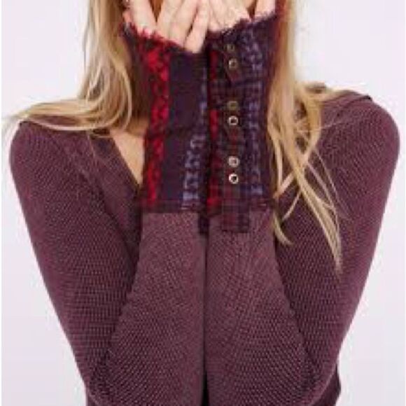 FREE PEOPLE ART SCHOOL CUFF THERMAL TOP M NWOT - Picture 1 of 6